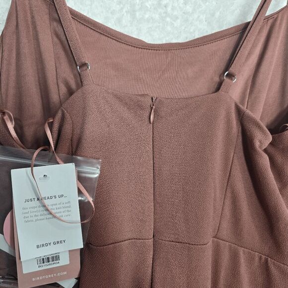 Birdy Grey Crepe Desert Rose Ash Cowl Neck Dress Large - Picture 5 of 7